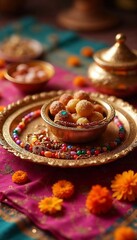 Raksha Bandhan sweets and a hand band  with a traditional " AI Generator "
