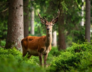 Fototapeta premium Deer in a lush forest (1)