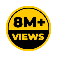 8 Million Views PNG, Yellow Colour, High Quality Download, 