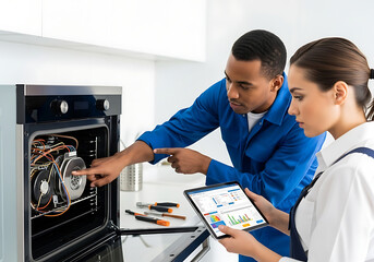 Oven Repair Technicians Using Tablet