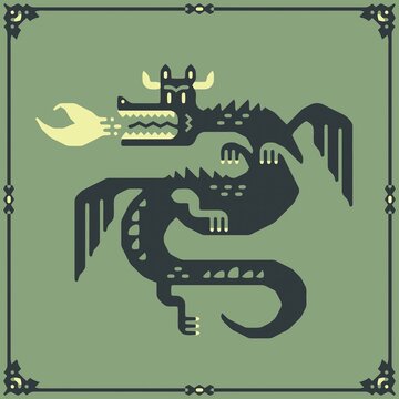 Engraving-style dragon illustration