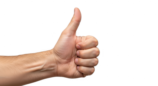 Hand showing thumbs up gesture isolated on transparent background - Powered by Adobe