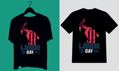 Labor Day T-shirt: A unique T-shirt design celebrates Labor Day, showcasing a hand holding tools over an American flag, symbolizing worker's dedication.