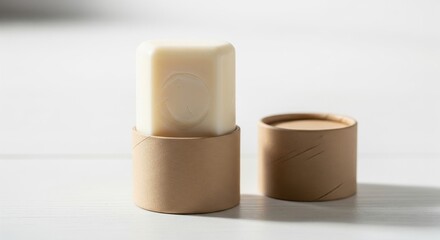 Solid lotion bar with sustainable cardboard packaging