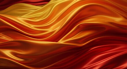 Luxurious Flowing Fabric with Warm Orange and Red Hues Creating a Sense of Opulence and Movement
