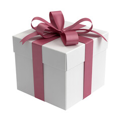 Obraz premium Cutout of a White Box with pink Ribbon. White gift box with pink bow