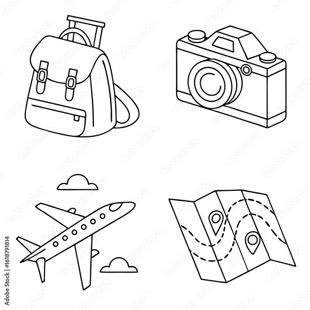 Poster clean line art vector set of four musical instruments