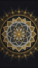 Gold and white mandala design on black background intricate floral pattern decorative art meditation symbol hd wallpaper, wallpaper 4k