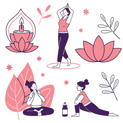 Modern flat social media icons and elements set for digital platforms