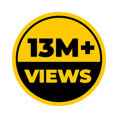 Fototapeta premium 13 Million Views PNG, Yellow Colour, High Quality Download, 