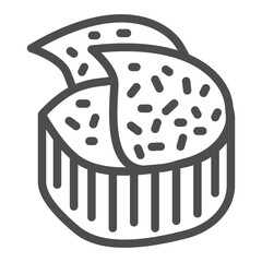 Sushi roll with ginger line icon, japanese food concept. Vector graphics. Seafood sushi, seafood sign on white background, outline style icon for mobile or web design.