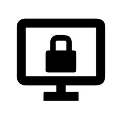 Monitor lock icon vector illustration