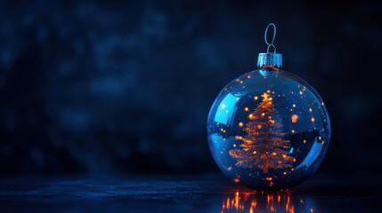 A Christmas Ornament Encapsulates a Miniature Lit Tree