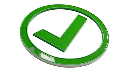 Round green tick mark OK sign isolated on white background PNG. AI GENERATED.