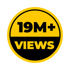 19 Million Views PNG, Yellow Colour, High Quality Download, 