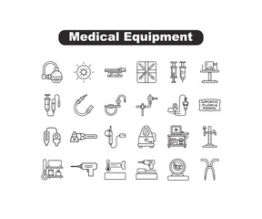 Minimalist Surgical Icons: Black & Line Art Operating Room Equipment