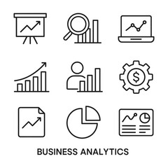 Business analytics vector icons. Outline symbols. Line design