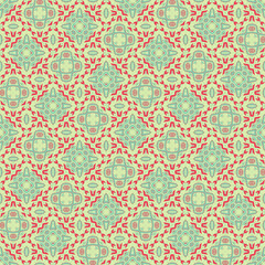 Seamless Red and Green Geometric Pattern – Intricate Ethnic Tile for Digital Use, Ethnic Geometric Pattern – Seamless Red and Green Tile for Textile & Digital Art