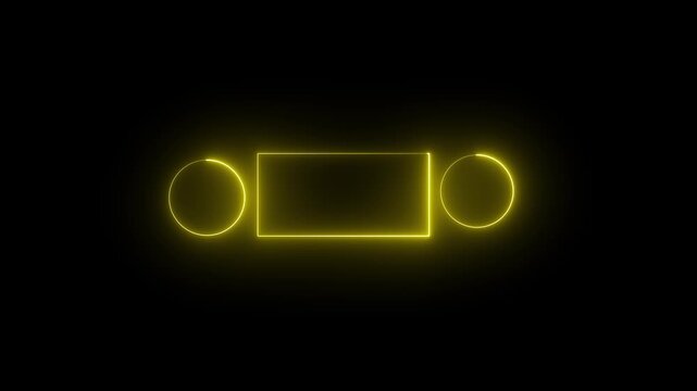Green and Purple Neon End Screen Frame Isolated On Black Background. Seamless Loop. Square rectangle picture frame icon animation neon glowing red and white color round shape display  4k motion video.
