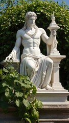 Obraz premium Classical marble statue of a muscular man holding a lamp