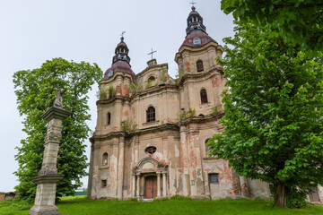 Main facade of Baroque St. Anthony's Church in Hvizdets, Ukraine