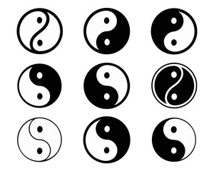 Fototapeta premium A minimalist thin outline graphic representing the ancient philosophical concept of duality and balance presented in a clean and modern aesthetic