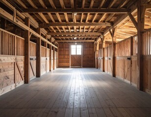 Interior of a spacious wooden barn