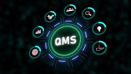QMS animation business technology management system quality control process improvement. QMS Animation Showing Quality Management And Process Control.Business Strategy And Innovation Drive Growth - Powered by Adobe
