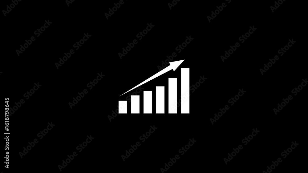 Poster animated growth chart success progress arrow upward trending business finance statistics data. growt