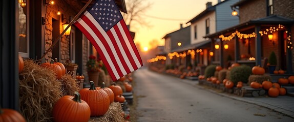 American Store Window Decorated for Halloween