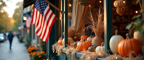 American Store Window Decorated for Halloween