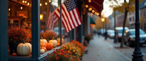 American Store Window Decorated for Halloween