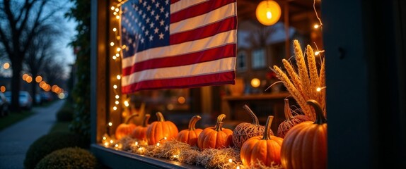 American Store Window Decorated for Halloween