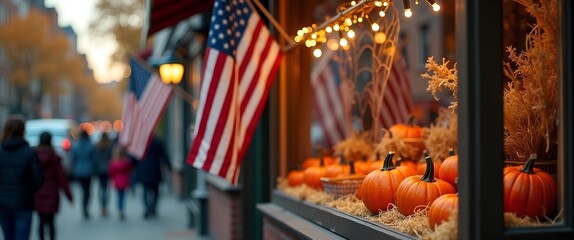 American Store Window Decorated for Halloween