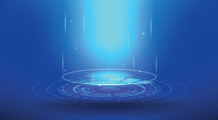 Futuristic Technology Stage and Holographic Podium for Product Display illustration