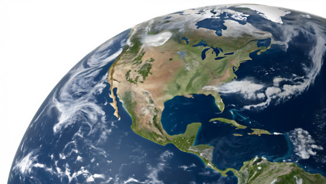 Planet Earth globe from space isolated PNG. AI GENERATED.
