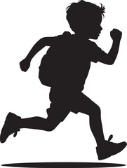 Obraz premium Energetic boy running with backpack movement