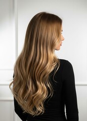 Photoshoot in a fashion studio, portrait of a beautiful girl with long hair, evening hairstyle with braids, hair styling, beautiful healthy shiny thick hair, beauty salon, hairdresser