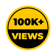 100K Views png, Yellow Colour, Minimal Style, High Resolution