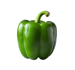 Vibrant Green Bell Pepper, a Healthy and Fresh Vegetable Ingredient for Cooking, Isolated on White