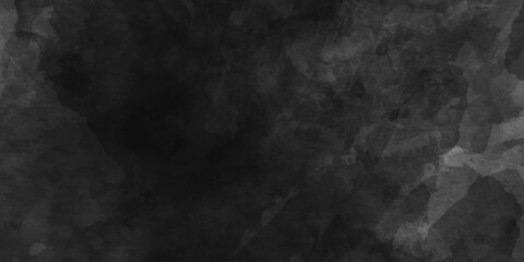 Watercolor vintage black background texture in painted grunge distressed design aquarelle abstract splash with dynamic effect, dark gray hand painted monochrome light isolated texture background.