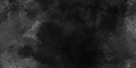 Obraz premium Watercolor vintage black background texture in painted grunge distressed design aquarelle abstract splash with dynamic effect, dark gray hand painted monochrome light isolated texture background.