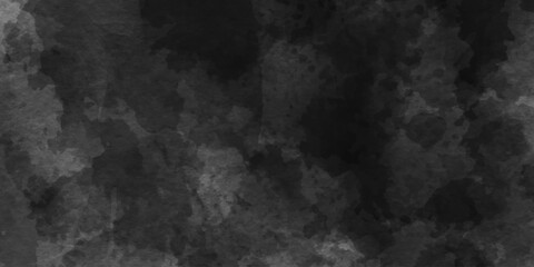 Watercolor vintage black background texture in painted grunge distressed design aquarelle abstract splash with dynamic effect, dark gray hand painted monochrome light isolated texture background.