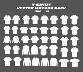 T-shirt Vector Mockup Pack – Editable and fully layered vector templates for men's t-shirts. Includes front and back views, ideal for fashion designers, streetwear brands, and tech pack creation.