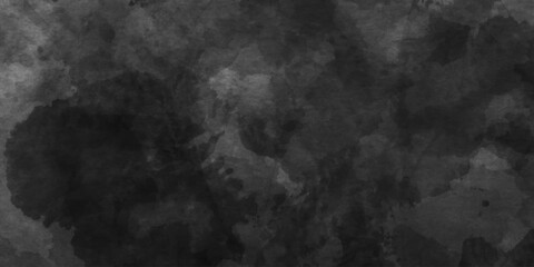 Watercolor vintage black background texture in painted grunge distressed design aquarelle abstract splash with dynamic effect, dark gray hand painted monochrome light isolated texture background.