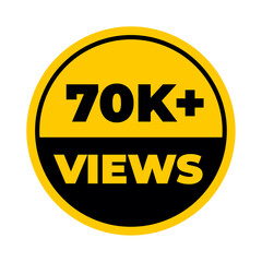 70K Views png, Yellow Colour, Minimal Style, High Resolution