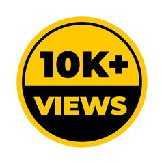 10K views png yellow colour, trending milestone badge, viral views counter, audience growth icon