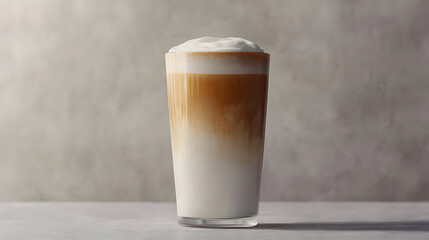 Light Brown And White Latte In Tall Glass