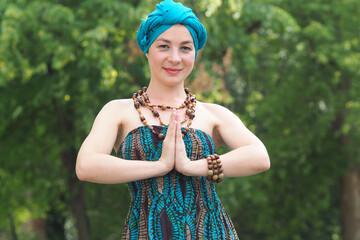Portrait of a beautiful east woman with a turban.