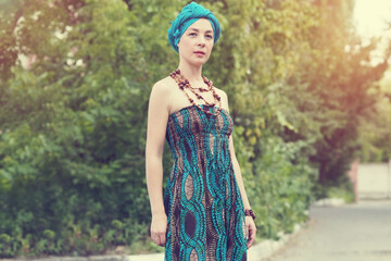 Portrait of a beautiful east woman with a turban.